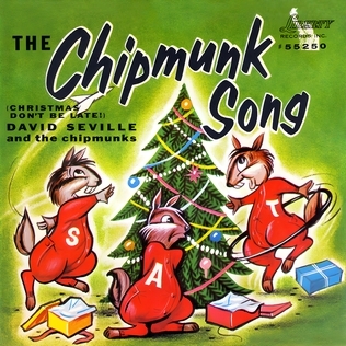 A picture of the original album cover for the single "The Chipmunk Song"