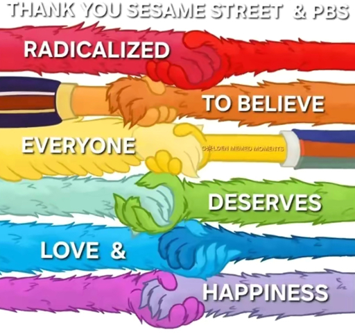 THANK YOU SESAME STREET & PBS - 
RADICALIZED
TO BELIEVE
EVERYONE
DESERVES
LOVE &
HAPPINESS