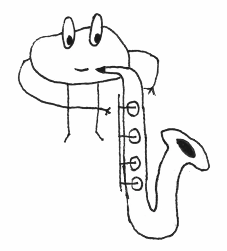 Bean playing a saxophone