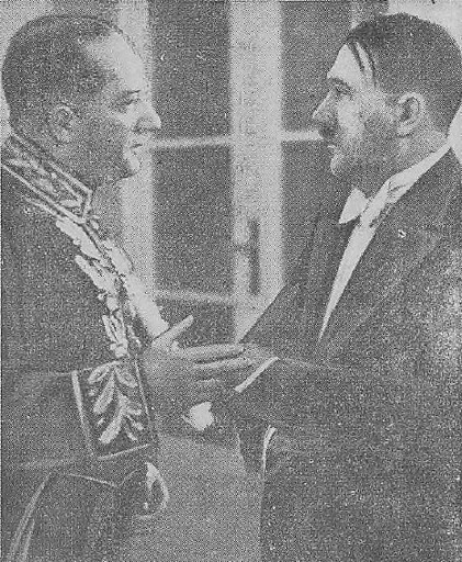 Józef Lipski with Adolf Schicklgruber. Dated 1938.